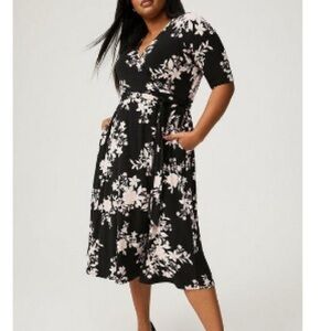 Torrid Black and White Floral Midi Dress